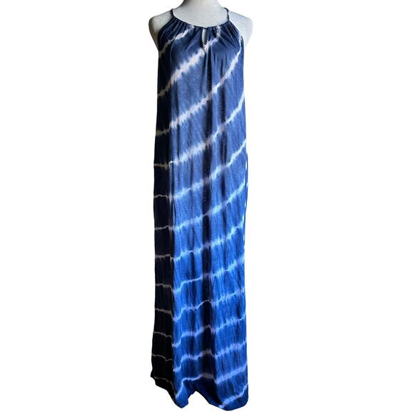 VELVET by Graham & Spencer | Lightweight Blue Tie Dye Maxi Dress | Size Medium - Picture 2 of 7